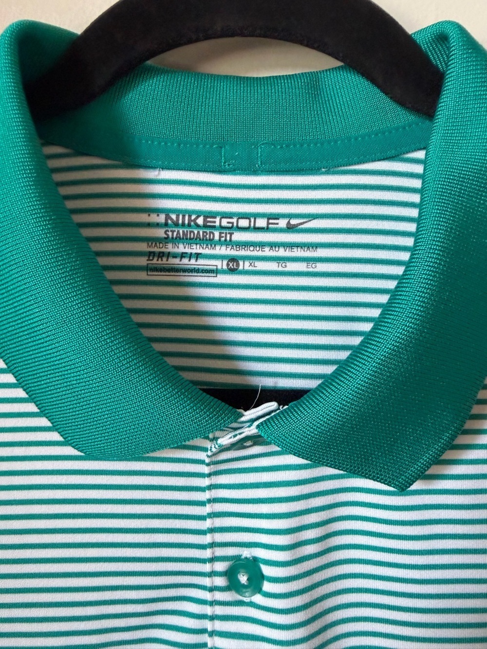 Nike Golf Polo Shirt Mens XL Dri Fit Swoosh Standard Fit Stretch Green - Picture 2 of 11